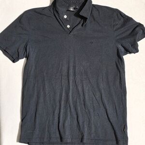 Volcom Men's Polo Shirt Large L Dark Gray Stone Logo Short Sleeve Modern Fit